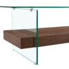 43.3 Inch Modern Two-Tier Coffee Table - An Elegant Combination of Clear Glass and Dark Wood Texture Sticker.It can be used not only as a coffee table but also as a side table or display stand.