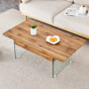Multifunctional Lift Top Coffee Table -Light Wood Color Grain Sticker, Essential for Modern Homes.Tempered Glass Legs,Lift Top Feature.Perfectly Fitting Into Living Rooms And Office.