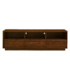 63" Mid-Century Modern TV Stand for TVs up to 75", Thick Sturdy Farmhouse Entertainment Cabinet, Media Console for Living Room, Louver Design & Solid Wood Drawers & Outlet Holes, Walnut