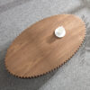 Modern Handcraft Drum Coffee Table Length 43.7 inch Ellipse Coffee Table for Living Room,Oval Small Coffee Table with Sturdy Pedestal,Walnut MDF