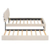 Teddy Fleece Twin Size Upholstered Platform Bed with Trundle, Beige