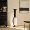39-Inch Tall Standing Designer Floor Vase - Durable Artificial Rattan - Elegant Two-Tone Dark Brown Finish - Ideal Decor Accent for Living Room, Bedroom, Entryway - Stylish Home Decor Statement Piece