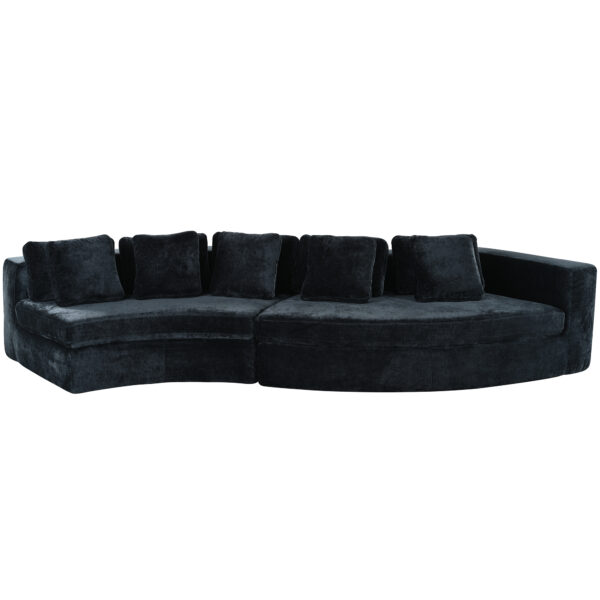U_Style 115.7" Pure Foam Modular Sofa, 2-Piece Set with 5 Cushions, 4-Seater, Chenille Jacquard Fabric, Curved Design, No Assembly Required, Soft Upholstered Sofa for Living Room & Bedroom