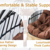 Indoor Outdoor Egg Swing Chair with Stand, Patio Grey Wicker Rattan Hanging Chair with Rope Back, Cushion,Cover,All Weather Foldable Hammock Chair for Bedroom, Porch, Garden