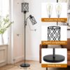 72" Farmhouse Floor Lamps for Living room, Black Floor Lamp with Adjustable Reading Lamp, 2-Light Tall Standing Lamps with 2 Edison Bulbs, Industrial Floor Lamps for Bedroom, Office, 6W, Black