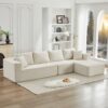 106" Cloud Sectional Couch L-Shape with Right Facing Chaise(Single Seat is not included),Deep Seat Modern Modular Sofa for Living Room,No Assembly Required,Beige (Plush Corduroy Fabric),SF502BG-RFC