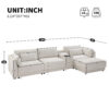 [VIDEO+NEW]124'' Modular Sectional Sofa with Storage Console and Movable Ottoman,33'' Wide Seat,4 Seat L Shaped Chenille Couch,Reversible Comfy Sofa with USB Charger for Living Room,Apartment,2 Colors