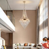 (Same as W1340102274/L5004) 20" Modern Crystal Pendant Chandelier with Golden Finish – Elegant 11-Light Hanging Light Fixture Tiered Design for Dining Room, Living Room, or Entryway (No Bulbs)