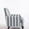 Upholstered Accent Chair, Vintage Armchair with Blue and White Striped Linen Fabric and Nailhead Trim for Living Room