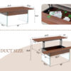 Multifunctional Lift Top Coffee Table -Dark Wood Color Grain Sticker, Essential for Modern Homes.Tempered Glass Legs,Lift Top Feature.Perfectly Fitting Into Living Rooms And Office.