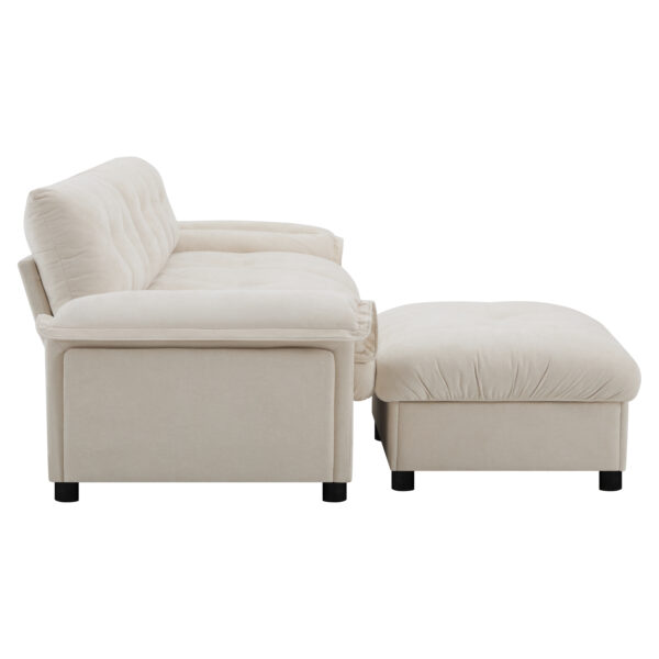 [VIDEO]104*60" Sectional Sofa, L-Shape with Multifunctional Armrest, Dual-Port Charging, Cup Holder, Side Storage Pockets, Movable Storage Ottoman, Unique Tufted Design, Soft Cushion, Chenille,3colors