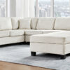 Sectional Sofa 111.8" U-shaped Sofa Chenille Upholstered Sofa Couch with Movable Storage Ottoman for Living Room, White