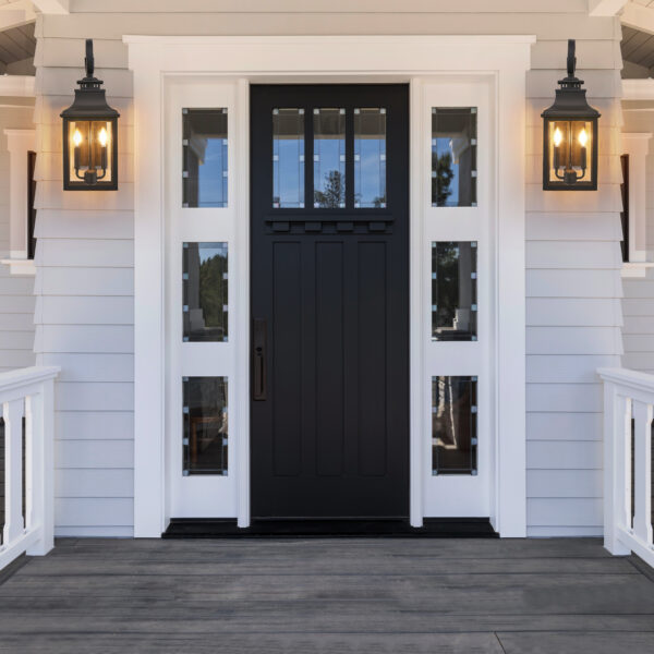 b1498f21c2b54464b2bf0e82c853166b_82ae956b751ad26b9034f9165fd994ba 23"(H) 1-Pack Outdoor Wall Lantern Light – Vintage Black Metal Sconce with Clear Seeded Glass for Porch, Patio, and Garden (Bulb Not Included)