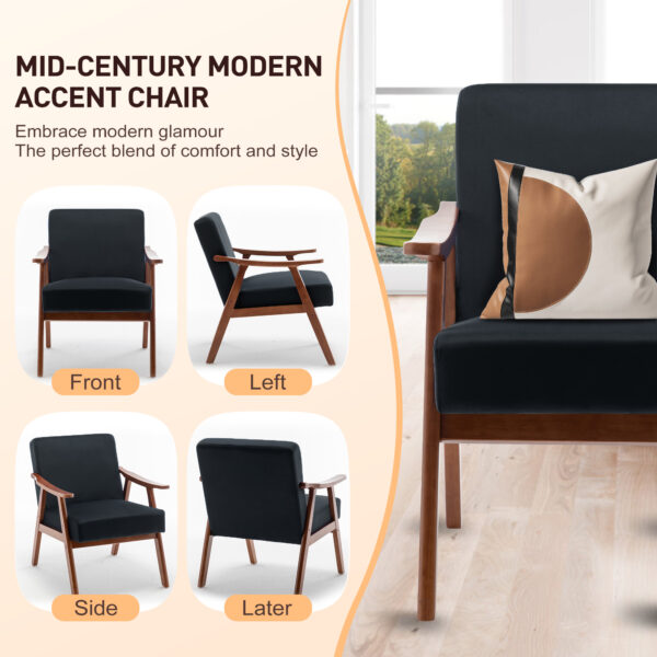 b18bd4aad2a8475290775355053115b1_20240501_cd03f4bea8f015b1f8e6d8e549ce74cf Mid-Century Modern Chair, Living Room Chair with Solid Wood Frame, Accent Chair Extra-Thick Backrest, Wingback Chair for Bedroom, Reading Room, Living Room, Lounge Chair Indoor