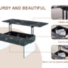 Multifunctional Lift Top Coffee Table -Black Marble Pattern, Essential for Modern Homes.Tempered Glass Legs,Multiple Color Options,Lift Top Feature.Perfectly Fitting Into Both Living Rooms And Office.