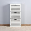 Wooden Shoe Cabinet for Entryway, White Shoe Storage Cabinet with 3 Flip Doors 20.94x9.45x43.11 inch