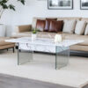 Multifunctional Lift Top Coffee Table -White Marble Pattern, Essential for Modern Homes.Tempered Glass Legs,Multiple Color Options,Lift Top Feature.Perfectly Fitting Into Both Living Rooms And Office.