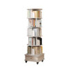 6 Tier Rotating Bookshelf, 360° Display Round Spinning Bookshelf with Wheels and Drawer, Space-Saving, Small Space Rotating Bookshelf Tower for Bedroom, Living Room, Home, Office, Warm White
