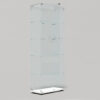 Tempered Glass Display Cabinet, Wine Cabinet, Storage Cabinet, File Cabinet with Bluetooth LED Light Strips, Lock on Door, Tempered Glass Top, Casters at Bottom for Easy Movement, Color: white