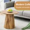Natural Wood Grain MDF Round Coffee Table - 21.6" Diameter, 19.7" Height.Natural Wood Grain Texture Sticker,Exquisite Wood Grain Surface,Flexible MatchingMRound Tabletop Design.