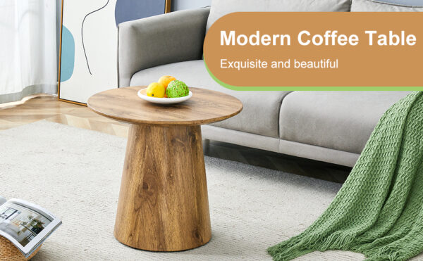 b40931e7dfb6466ba1b07d7a9d7f1775_8d2a4b4dc02b3c0ca0f0388982981272 Natural Wood Grain MDF Round Coffee Table - 21.6" Diameter, 19.7" Height.Natural Wood Grain Texture Sticker,Exquisite Wood Grain Surface,Flexible MatchingMRound Tabletop Design.
