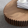 Modern Handcraft Drum Coffee Table Length 43.7 inch Ellipse Coffee Table for Living Room,Oval Small Coffee Table with Sturdy Pedestal,Walnut MDF