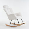 055-Teddy Fabric Upholstered Nursery Rocking Glider Chair Modern Accent Armchair Padded Seat with High Backrest and Pillow for Living Room Bedroom (Ivory)
