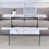 Multifunctional Lift Top Coffee Table -White Marble Pattern, Essential for Modern Homes.Tempered Glass Legs,Multiple Color Options,Lift Top Feature.Perfectly Fitting Into Both Living Rooms And Office.