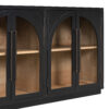 TREXM 4-Door Large Storage Sideboard Buffet Cabinet with Glass Doors, Arched Cabinet with Adjustable Shelves for Kitchen, Dining Room and Living Room (Black)