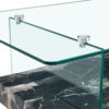 43.3 Inch Modern Two-Tier Coffee Table - An Elegant Combination of Clear Glass and Black Marble Pattern.It can be used not only as a coffee table but also as a side table or display stand.