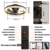 20" Brown Ceiling Fan with LED Light – Modern Flush Mount Fan Light for Bedroom, Living Room, and Home Décor with Crystal Ring Design