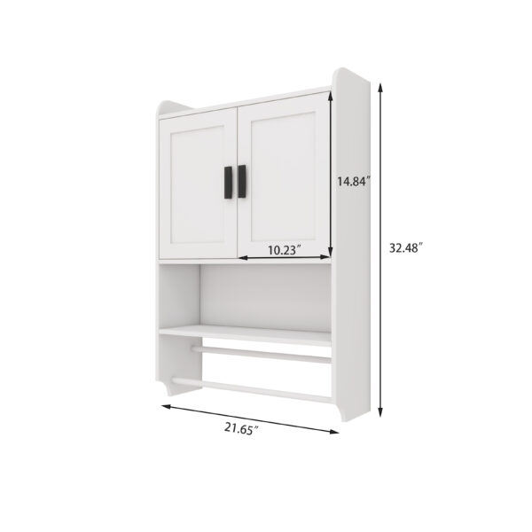 Bathroom Wall Cabinet with Doors,Adjustable Shelf,Towel Bar and Paper Holder, Over The Toilet Storage Cabinet, Medicine Cabinet for Bathroom-White