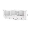 White Entryway Wall Mounted Coat Rack with 4 Dual Hooks Living Room Wooden Storage Shelf