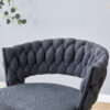 Two sets of rotating high-legged stools with breathable cotton and linen cushions, Dark gray seats paired with black spray-painted iron frames, suitable for both restaurants and bars