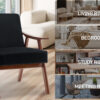 Mid-Century Modern Chair, Living Room Chair with Solid Wood Frame, Accent Chair Extra-Thick Backrest, Wingback Chair for Bedroom, Reading Room, Living Room, Lounge Chair Indoor