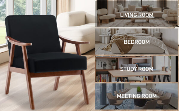 b62e9fcb99a644b98c6a945a73b3cbea_20240501_4884210fdf9f08f6819d4583597bca7c Mid-Century Modern Chair, Living Room Chair with Solid Wood Frame, Accent Chair Extra-Thick Backrest, Wingback Chair for Bedroom, Reading Room, Living Room, Lounge Chair Indoor