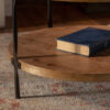 Round two-ply Coffee Table Handcrafted Relief Sturdy Pedestal Wooden Olive-Shaped Tea Table for Living Room