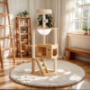 48.8" Modern Cat Tower, Wood Cat Tree Tower for Indoor Cats, Cat Treewith Sisal-Covered Scratching Posts and Top Perch, Cat Condo with Acrylic Hammock for Small Large Cats