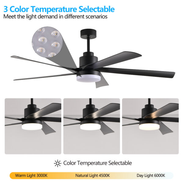 b7a94f268dac41e48aa72f444db4f20c_7fc030f0b27811e285389f61507ff007 65 Inch Black Ceiling Fan with Light, 5-Blade Dimmable LED Ceiling Fan with Remote Control, Modern Quiet Design for Living Room and Bedroom (Silent/6-Speed/Reversible/DC Motor)