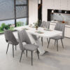 5-Piece Dining Table and Chair Set, Including 4 Grey Chairs and a Retractable Dining Table in White, Suitable For 4 to 6 People's Dining Tables, Suitable for Kitchens and Living Rooms