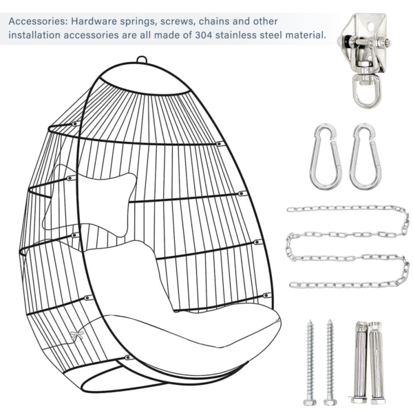 b7b6ffaf5dc447e1ac94978a9db29b26_34081daf83cc44fbe1f54b11457ec092 Outdoor garden rattan egg swing chair hanging chair PE hanging chair gray