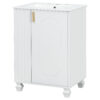 24" Bathroom Vanity with Sink, Bathroom Cabinet with Door Shelf, Side Open Storage, Solid Wood Frame,Soft Closing Door, White
