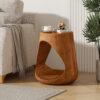 MGO Hollow Side Table, Wood-like texture,antique brown Color