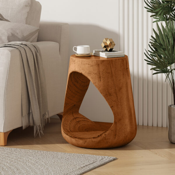 b9386c58f5854c709d25c9bf4899dea6_d720c6db03b2b9f59b085bcdd7f96b97 MGO Hollow Side Table, Wood-like texture,antique brown Color