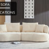 WKS7W  White, 4-seat modular sofa, durable fabric, solid wood frame, high density sponge cushion, 4 pillows