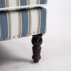 Upholstered Accent Chair, Vintage Armchair with Blue and White Striped Linen Fabric and Nailhead Trim for Living Room