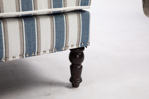 b9c504c4108e448fb994fc2ca3ecc91b_900fb6eb9d8fa8bada39942730bb7ccf Upholstered Accent Chair, Vintage Armchair with Blue and White Striped Linen Fabric and Nailhead Trim for Living Room