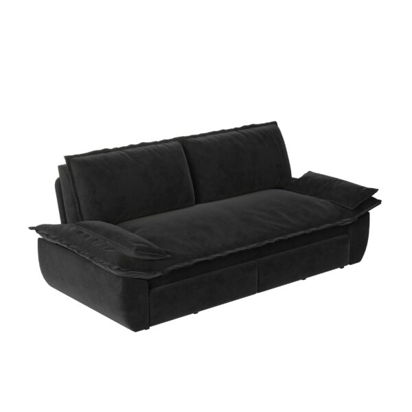 73.2" Queen Pull Out Sofa Bed,3-in-1 Convertible Sleeper Sofa,Multi-Functional Velvet Loveseat Bed,Black(Old Sku:W1885P154641/W1885P214788)