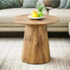 Natural Wood Grain MDF Round Coffee Table - 21.6" Diameter, 19.7" Height.Natural Wood Grain Texture Sticker,Exquisite Wood Grain Surface,Flexible MatchingMRound Tabletop Design.