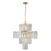 (Same as W1340126461/L5023) 20" Luxury 4-Tier Crystal Chandelier, 12-Light Gold Frame Pendant Light, Elegant Ceiling Lighting for Living Room, Dining Room, Bedroom (No Bulbs)
